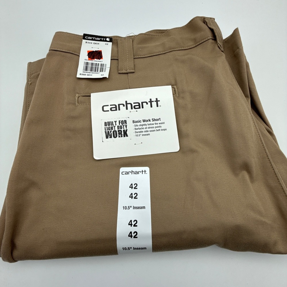Carhartt Mens Basic Work Shorts B359 GKH 42 Tan Cotton Blend Casual